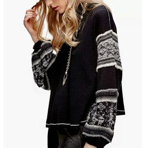 FREE PEOPLE - Northern Lights Embroidered Sweater Black (Size S)